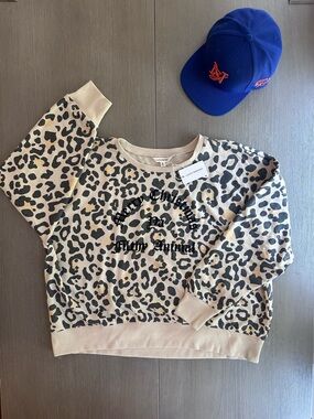 Lucky Brand Beige and Black Leopard Pullover Sweatshirt - Women’s XL